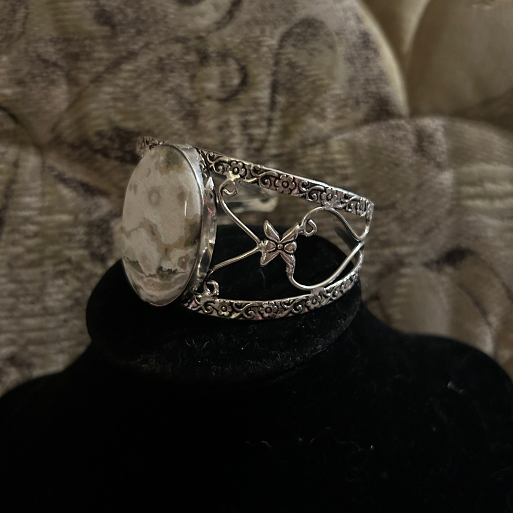 925 Sterling Silver Ocean Jasper Cuff